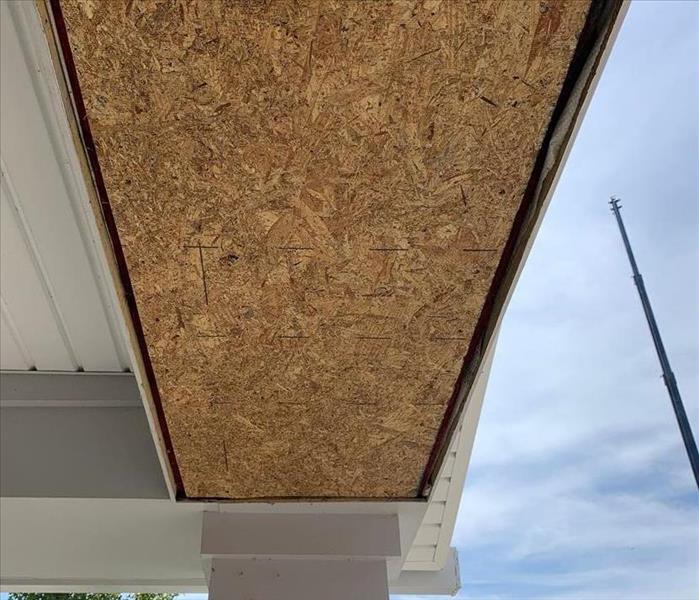 a roof leak on a lanai that has been repaired